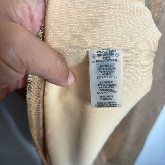 Calvin Klein Womens Sheath Dress Gold Sequined SZ 16 Sleeveless Lined Round Neck - Picture 12 of 13